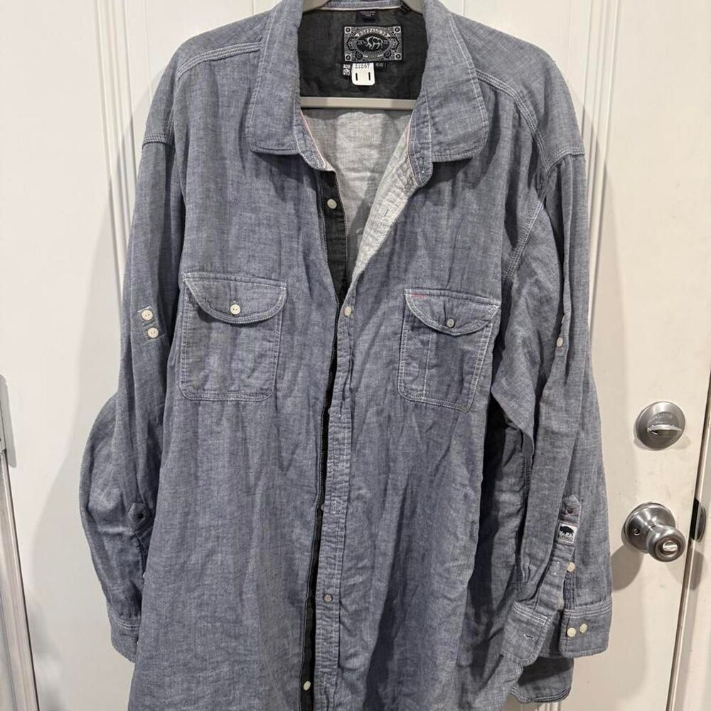 Buffalo-david-bitton Men's Blue and Navy Shirt